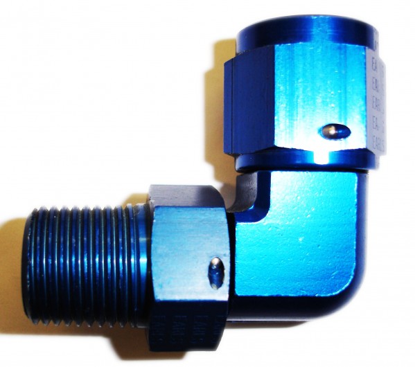 90 Deg -10 Female to 1/2 NPT Swivel